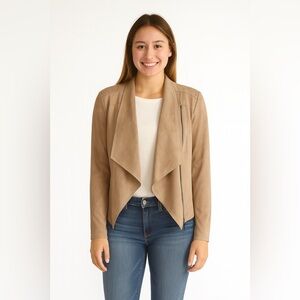 Mote - Tan Blazer with Draped Lapels and Lightweight Fabric Medium